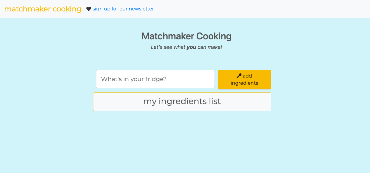 Matchmaker Cooking